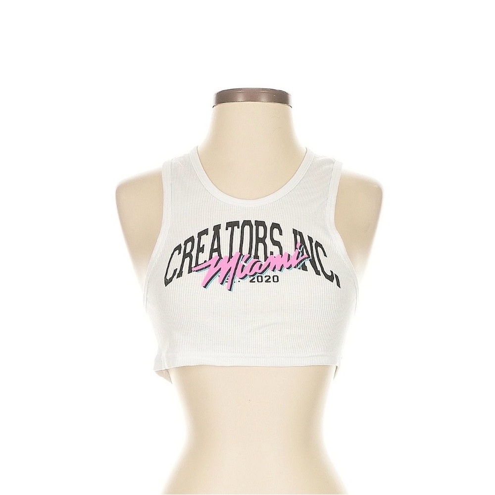 Creators inc Miami 2020 White Ribbed Crop Tank